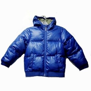 Hanna Andersson Outdoor Royal Blue Puffer Down Fill Jacket Hood Pockets Sz 6-7